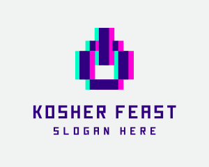 Pixel Power Glitch logo design