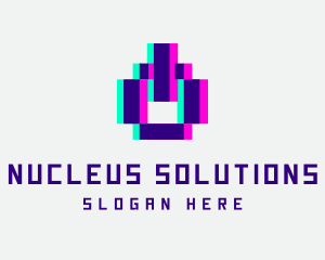 Pixel Power Glitch logo design