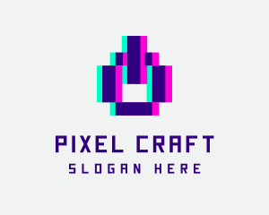 Pixel Power Glitch logo design