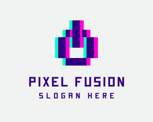 Pixel Power Glitch logo design