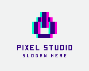 Pixel Power Glitch logo design