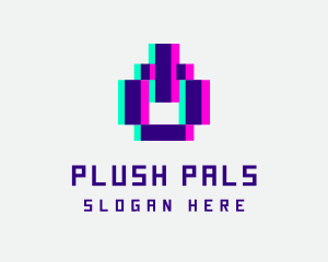 Pixel Power Glitch logo design