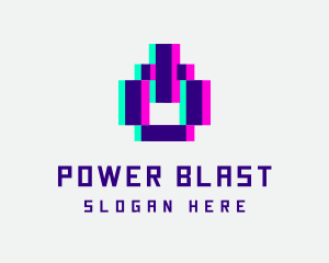 Pixel Power Glitch logo design