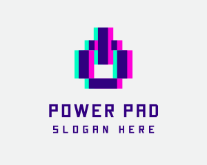 Pixel Power Glitch logo design