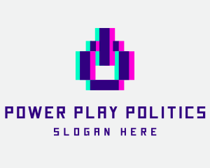 Pixel Power Glitch logo design