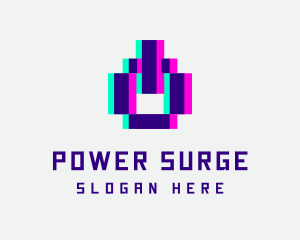 Pixel Power Glitch logo design