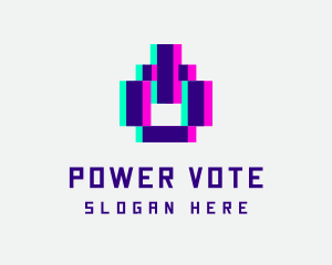 Pixel Power Glitch logo design