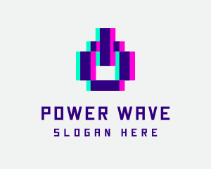 Pixel Power Glitch logo design