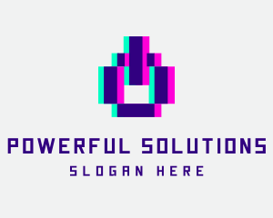 Pixel Power Glitch logo design