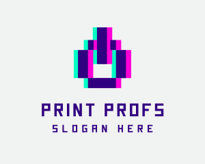 Pixel Power Glitch logo design