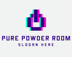 Pixel Power Glitch logo design