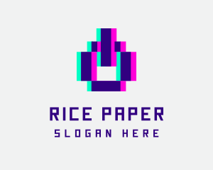 Pixel Power Glitch logo design