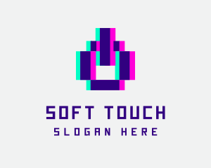 Pixel Power Glitch logo design