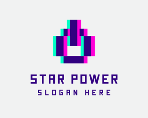 Pixel Power Glitch logo design