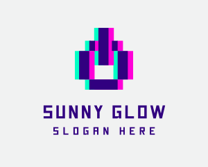 Pixel Power Glitch logo design