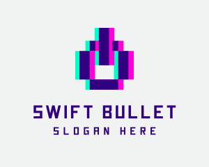 Pixel Power Glitch logo design