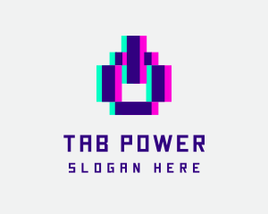 Pixel Power Glitch logo design