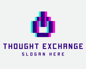 Pixel Power Glitch logo design