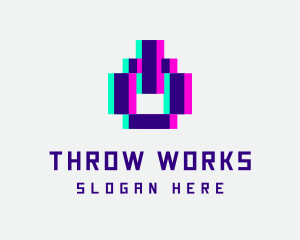 Pixel Power Glitch logo design