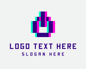 Power - Pixel Power Glitch logo design