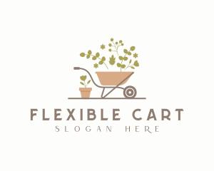 Floral Gardening Wheelbarrow logo design