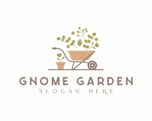 Floral Gardening Wheelbarrow logo design