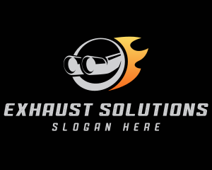 Exhaust Pipe Flame Mechanic logo design