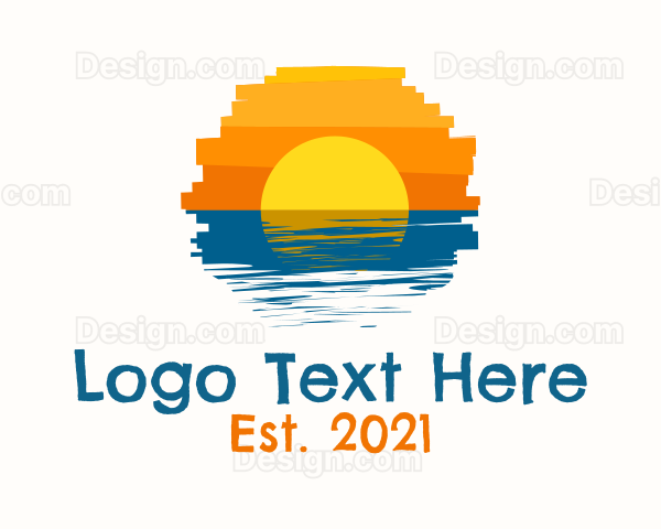 Beach Sunset Painting Logo