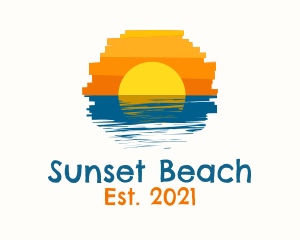 Beach Sunset Painting  logo design