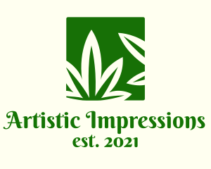 Green Cannabis Herb logo design