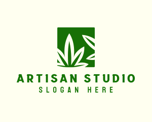 Green Cannabis Herb logo design