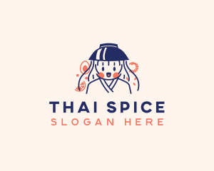 Pad Thai Noodle Lady logo design