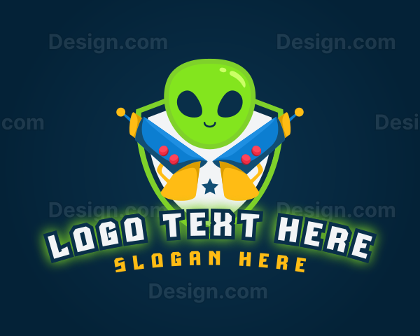 Alien Laser Gun Gaming Logo