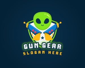 Alien Laser Gun Gaming logo design