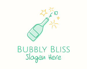 Champagne Bottle Line Art logo design
