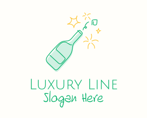 Champagne Bottle Line Art logo design