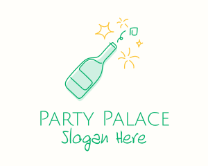 Champagne Bottle Line Art logo design