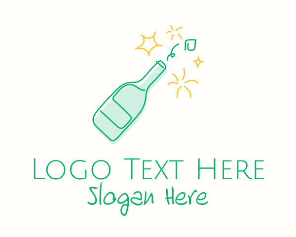 Champagne Bottle Line Art logo