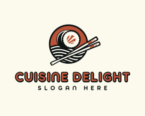 Sushi Chopsticks Dining logo design