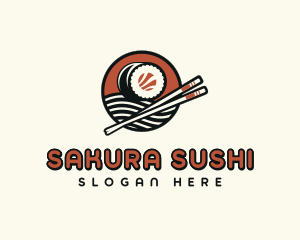 Sushi Chopsticks Dining logo design