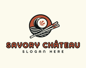 Sushi Chopsticks Dining logo design