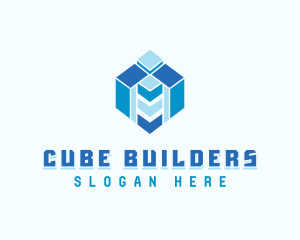 3D Cube AI Technology App logo design