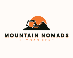 Excavator Mining Mountain logo design