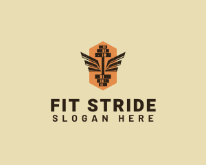 Barbell Wing Fitness logo design