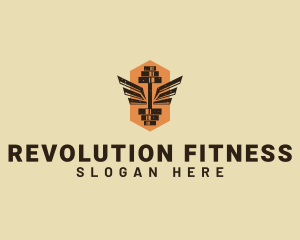 Barbell Wing Fitness logo design