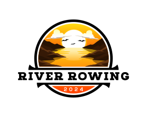 Scenery Sunset River logo design