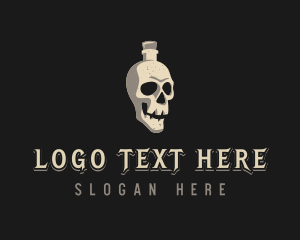 Skull Bottle Wine Drink logo