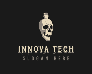 Skull Bottle Wine Drink Logo