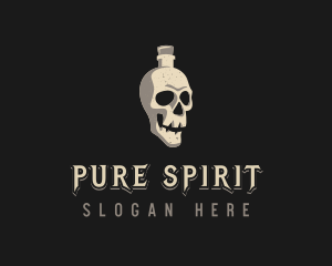 Skull Bottle Wine Drink logo