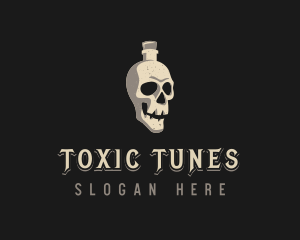 Skull Bottle Wine Drink logo design